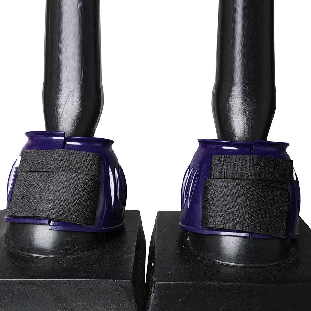 Hilason PVC Ribbed Double Hook and Loop Bell Boots Purple