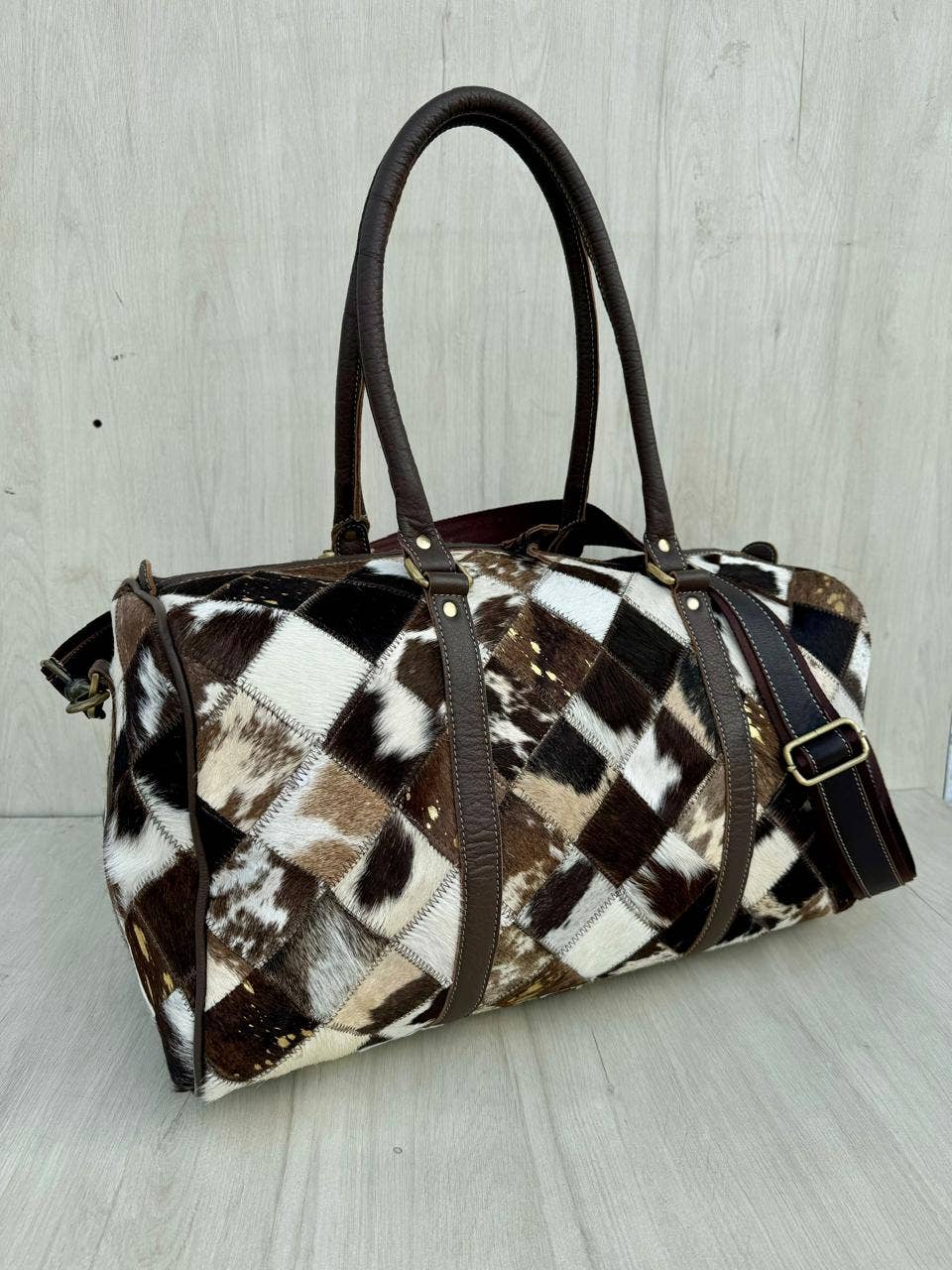 Patchwork Cowhide Travel Bag